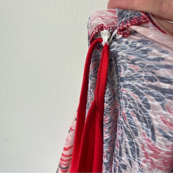 Cleo Pink Floral Vacation Blouse Sz S Lightweight Resort Top Drawstring Tunic - Picture 15 of 15